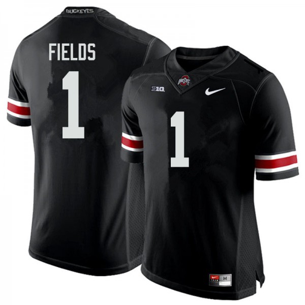Ohio State Buckeyes #1 Justin Fields Men NCAA Jersey Black - Click Image to Close